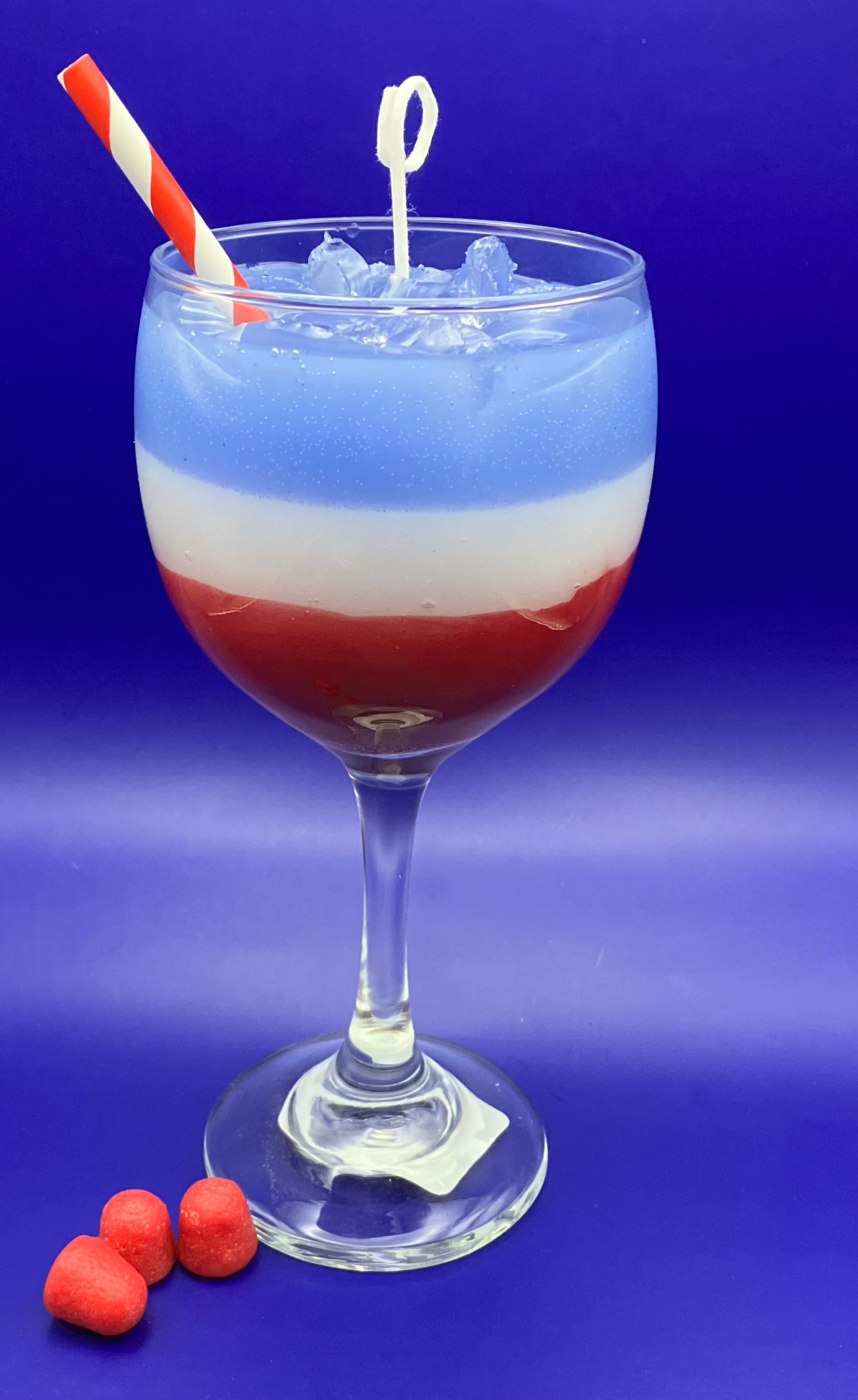 "Patriotic Pride" 4th of July Candle with a Bold and Beautiful Red, White, and Blue Design"